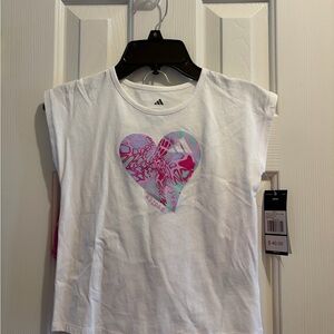 Adidas Kids White Heart Graphic Tee and shorts set